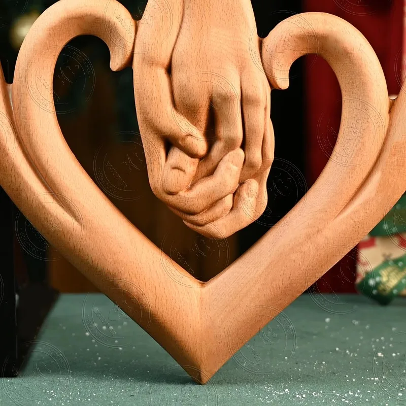 Creative Solid Wood Carving Heart-Shaped Miniatures Love Home Living Decoration