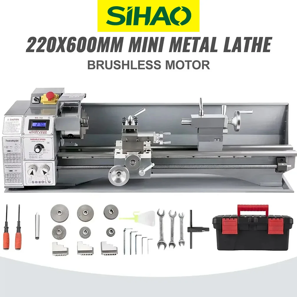 

SIHAO 7x14" Metal Lathe Mini 0-2500RPM Variable Speed, Bench Lathe for Steel/Aluminum & DIY Model Making, Large Swing Design