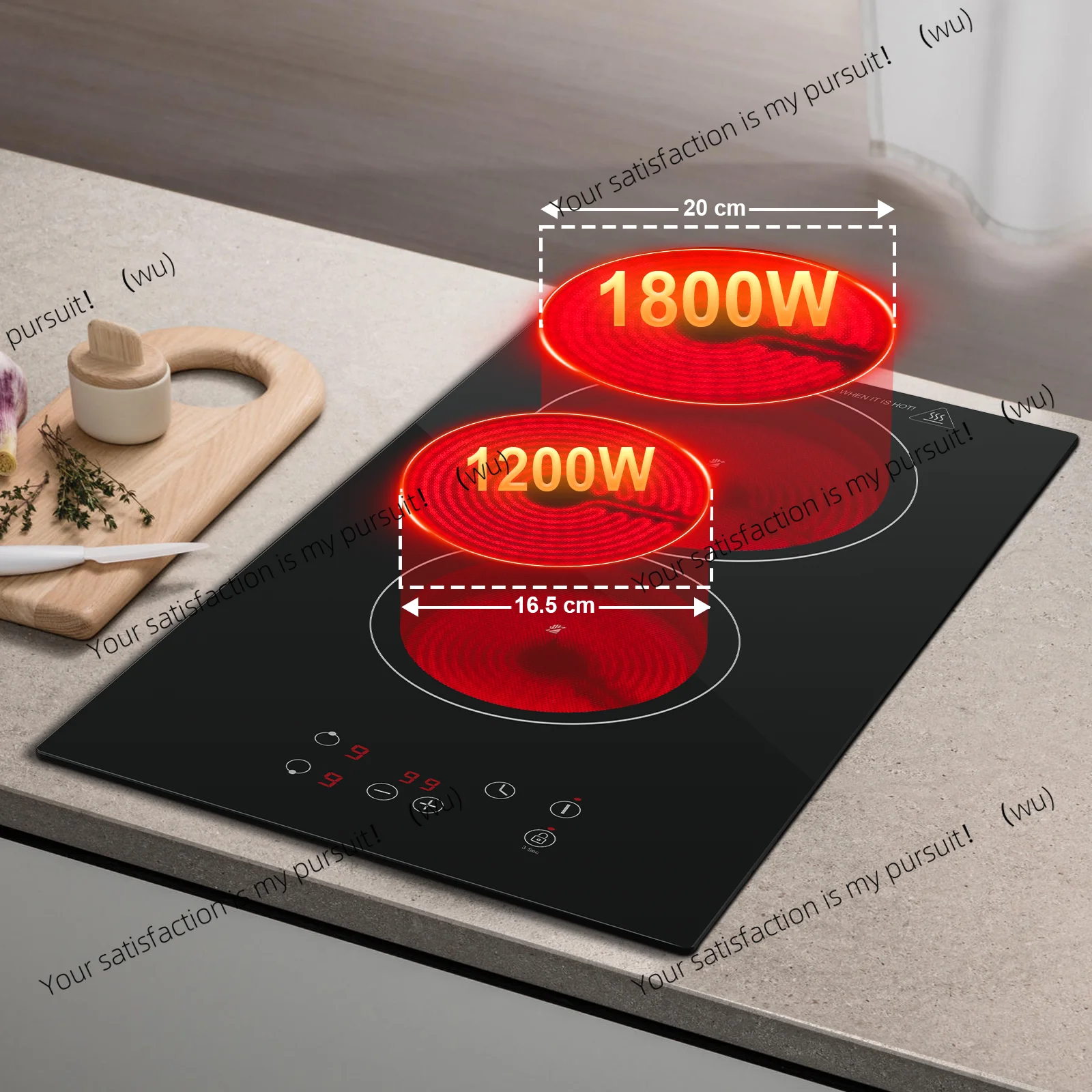 2 Plate with Plug Touch Control Glass Ceramic Hob