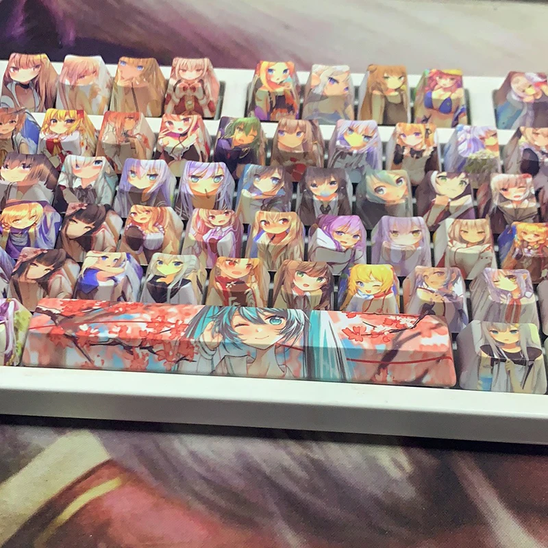 Qiuli pear pbt hot sublimation keycaps mechanical personality animation 104/87 key astringency picture oem anime Ahegao Keycaps