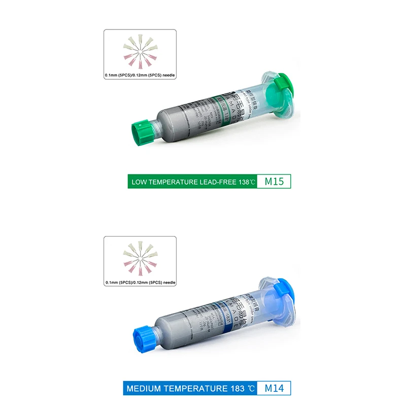 

AMAOE M15 M14 Syringe Soldering Flux Tin Paste 138℃ 183℃ Melting Point Solder Paste for Mobile Phone PCB Repair Tool