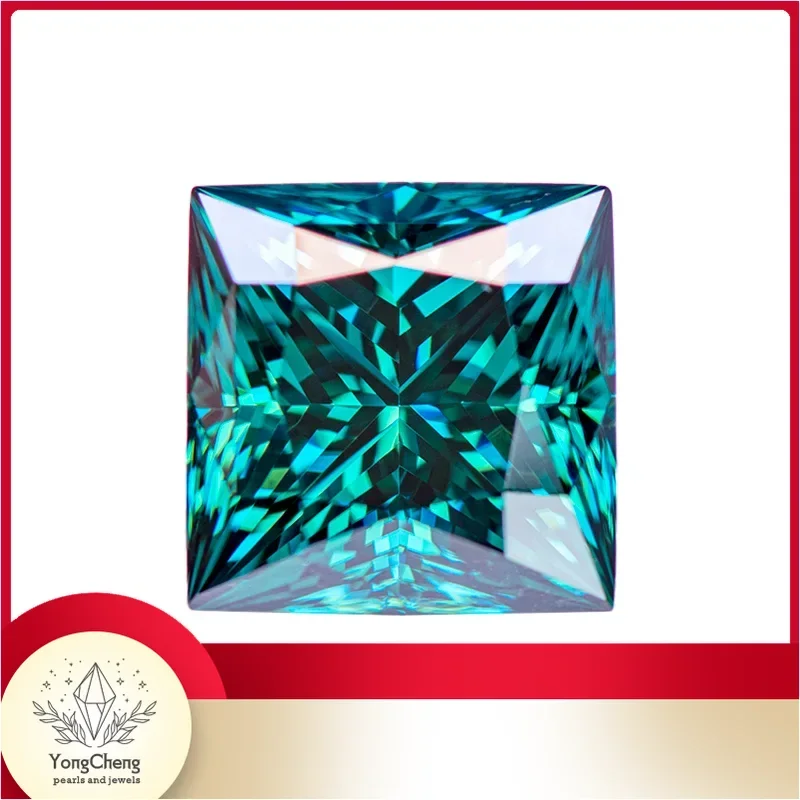 

Moissanite Gemstone Princess Cut Primary Color Emerald Green Lab Grown Diamond DIY Jewel Making Materials With GRA Certificate