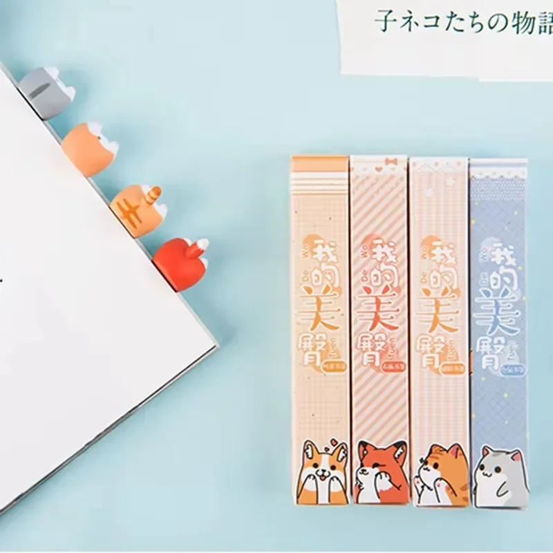 New 2Pcs Cute Cartoon Cat Dog Hamster  Ass Bookmarks Kawayi Novelty Book Reading Item Creative Gift for Kids Children Stationery