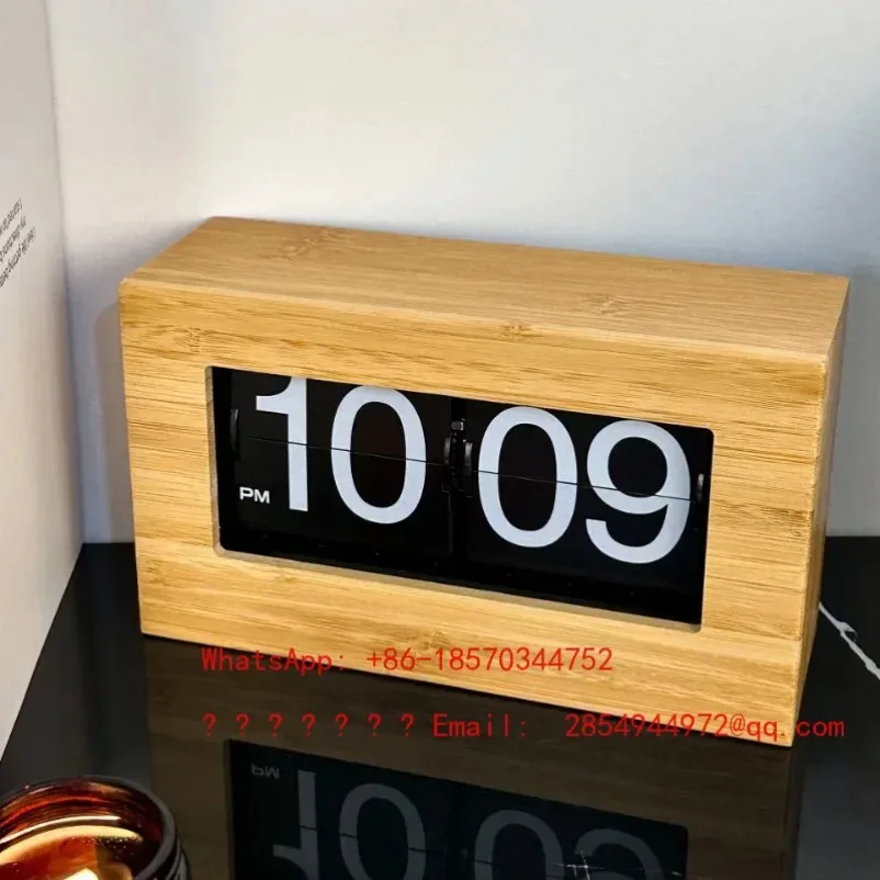 Table Clocks Aesthetic Mechanical Wooden Stylish Clocks Flip Page Digital Home Decor Table Bedside Clock Room Decorating Clock