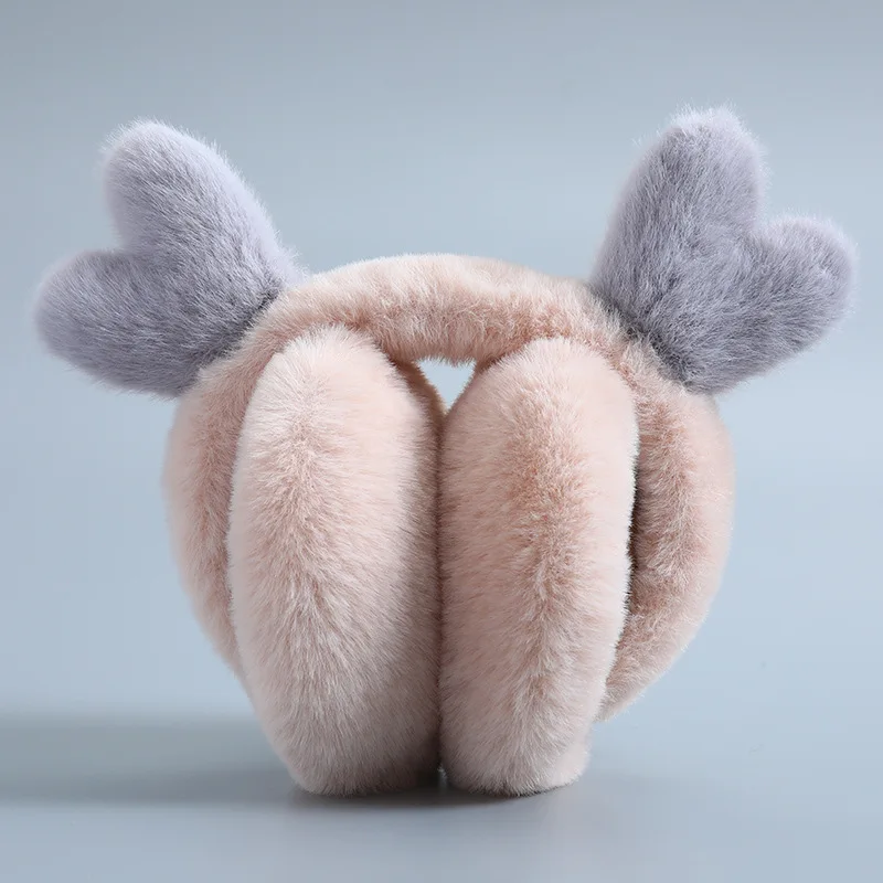 Cache-oreilles de dessin animé en peluche pour femmes et étudiants, cache-oreilles chauds pour dames, plus sourire, automne et hiver