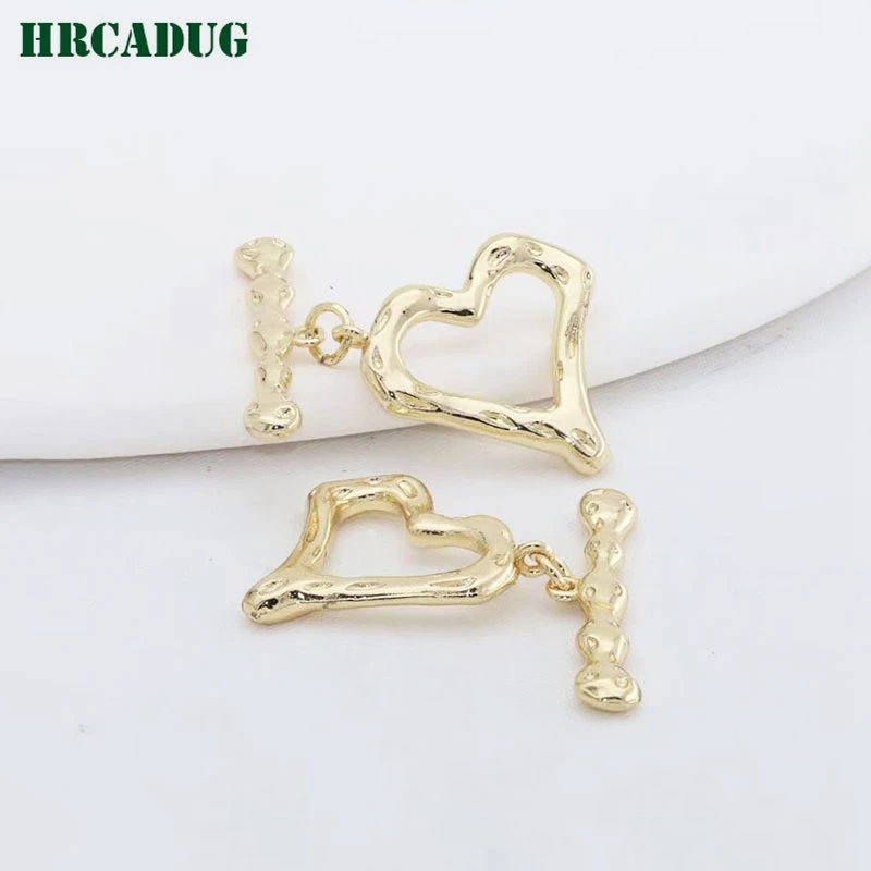 Simple Love Heart Buckle Rhodium Plated Toggle Clasps For Necklace Connectors DIY Handmade Bracelet Jewelry Making Supplies