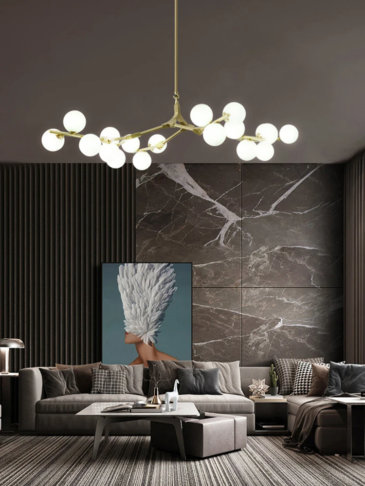 Nordic Living room Chandelier ceiling LED Postmodern Glass Hanging lights Villa Club Dining room Bedroom Home Deco Fixtures