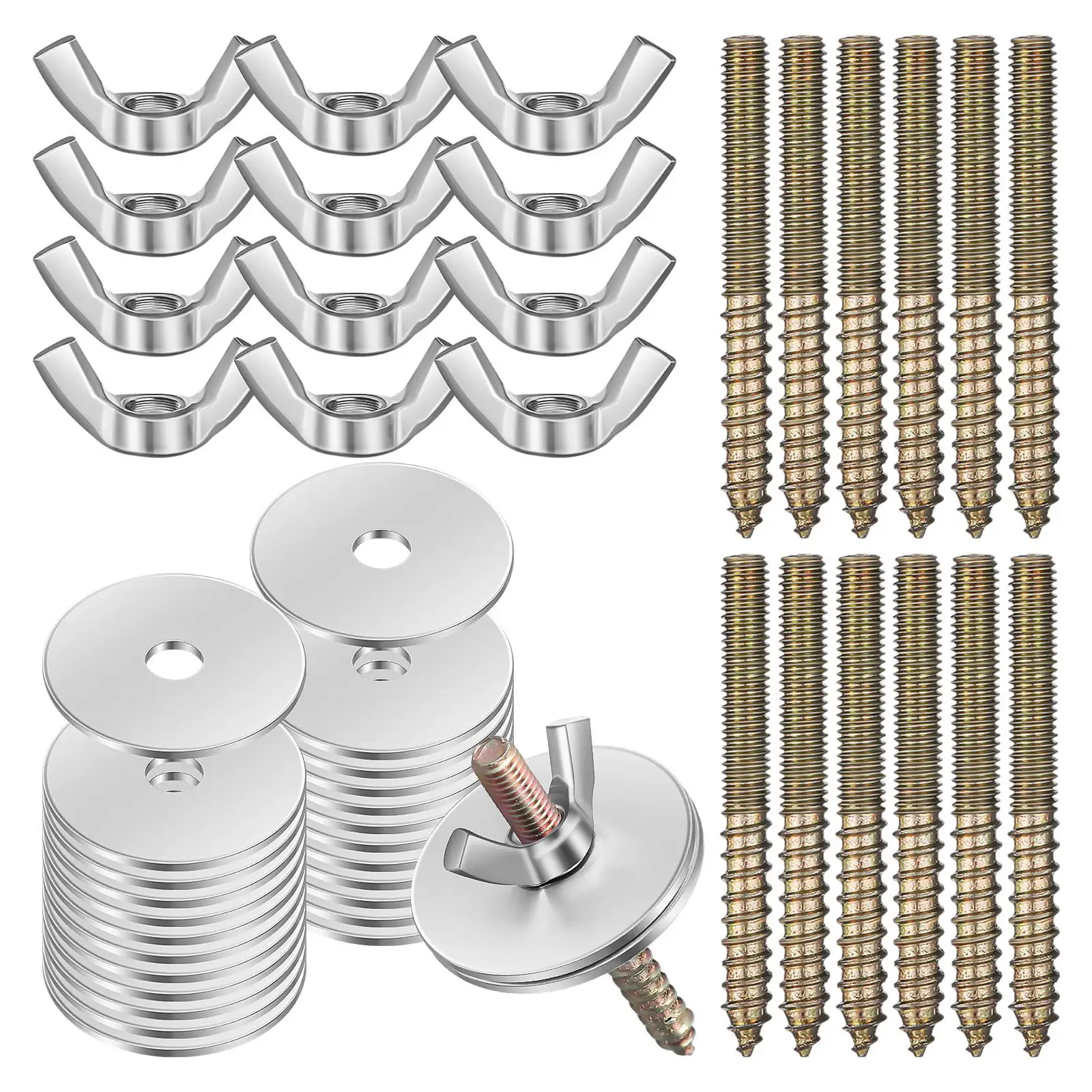 

12 Sets Bird Cage Screw Rack Accessories M5 50 Carbon Steel Bolts Gasket Hanger Hardware Pet Perch Platform Mounting Kit