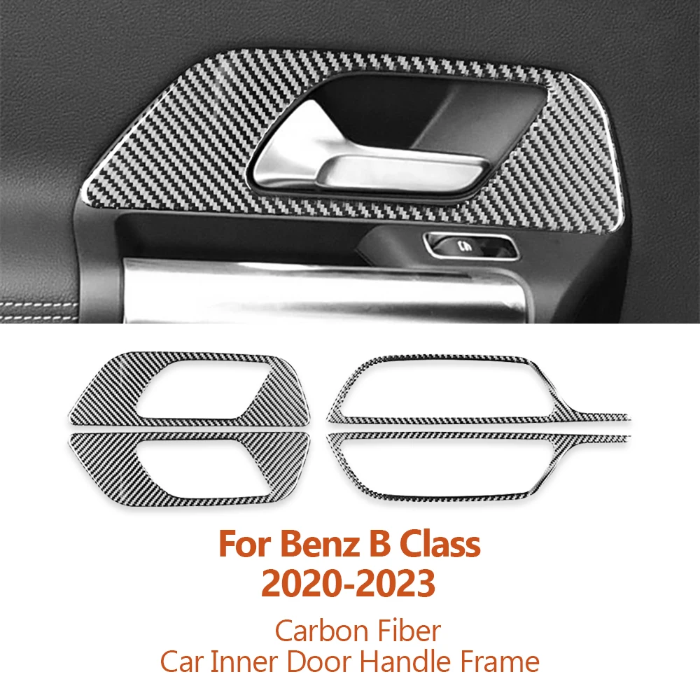 

For Mercedes Benz B Class GLB 2020-2023 Carbon Fiber Car Inner Door Handle Frame Decorative Stickers Interior Automotive Parts