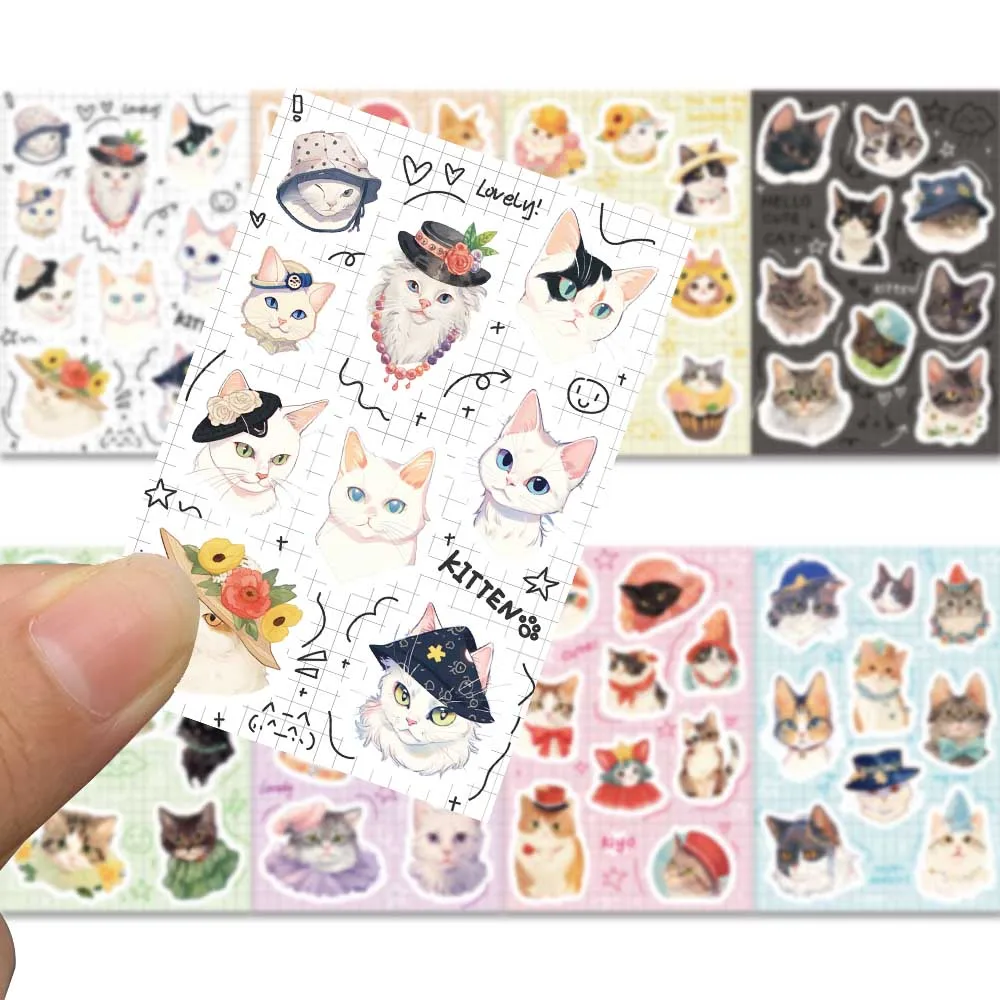 32Sheets Cute Cats DIY Puzzle Stickers Cartoon Face Funny Animals Assemble Stickers Luggage Bike Phone Kids Boys Girls Teen Toys