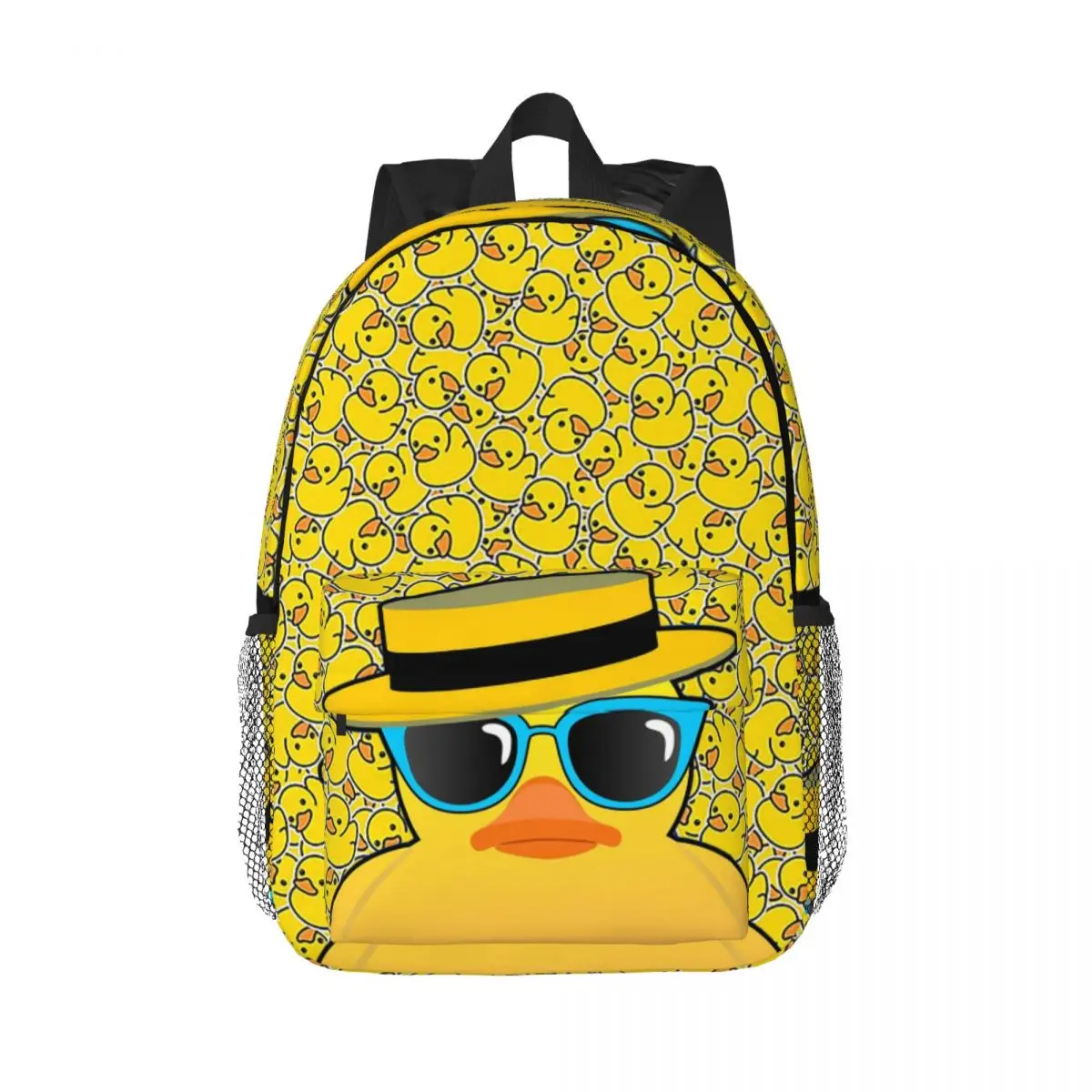 Mochilas de goma Duck Ducky Wearing Boater Hat y gafas de sol para niños y niñas, bolsa de libros para estudiantes, bolsas escolares, bolsa de hombro