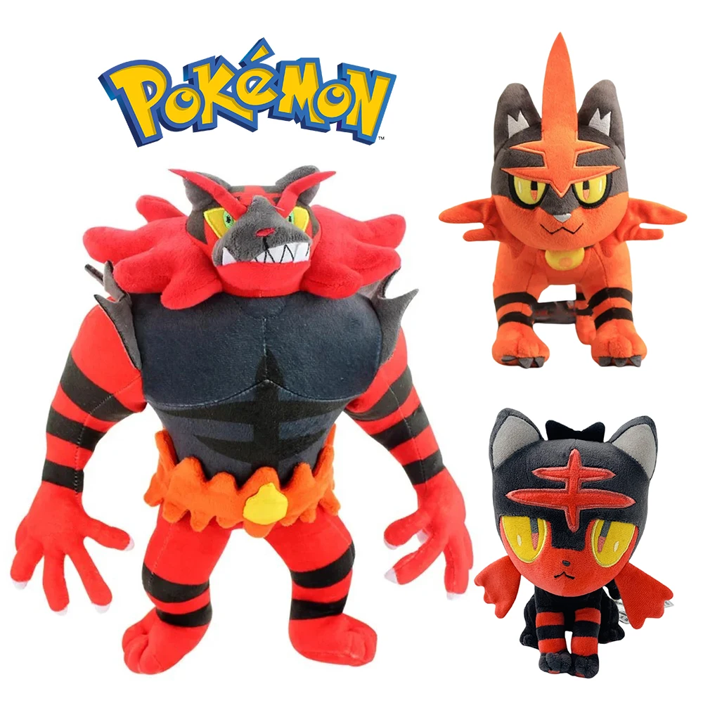 Peluche de Pokémon Pikachu, Litten, Incineroar, Torracat, Muñeco de Peluche, Figura de Anime, Peluche Suave, Regalo de Navidad para Niños