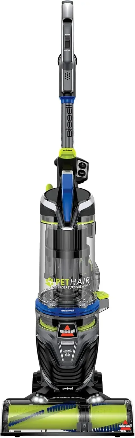 Pet Hair Eraser  Rewind Vacuum, Lightweight, Automatic Cord Rewind, Tangle-Free Brush Roll, Headlights, Powerful Pet Hair