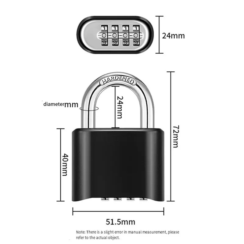 ABZZ-2X 4-Digit Combination Lock Outdoor Padlock Waterproof Combo Lock For Gym Locker, Hasp Storage, Shed, Fence, Gate Black