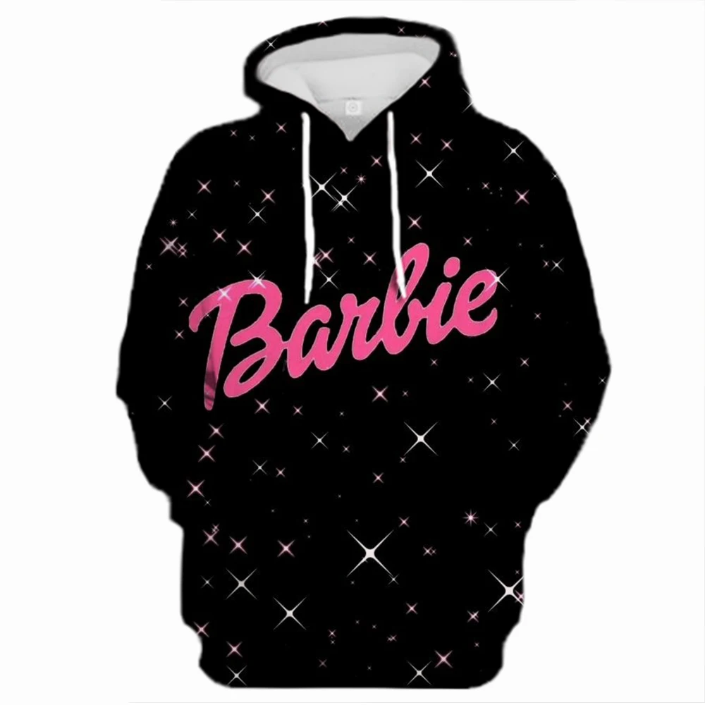 Disney Barbie Print Pullover Hoodies Long Sleeve Sweatshirt Men Women Clothes Parent-child Cartoon Tops Coat Spring Gifts