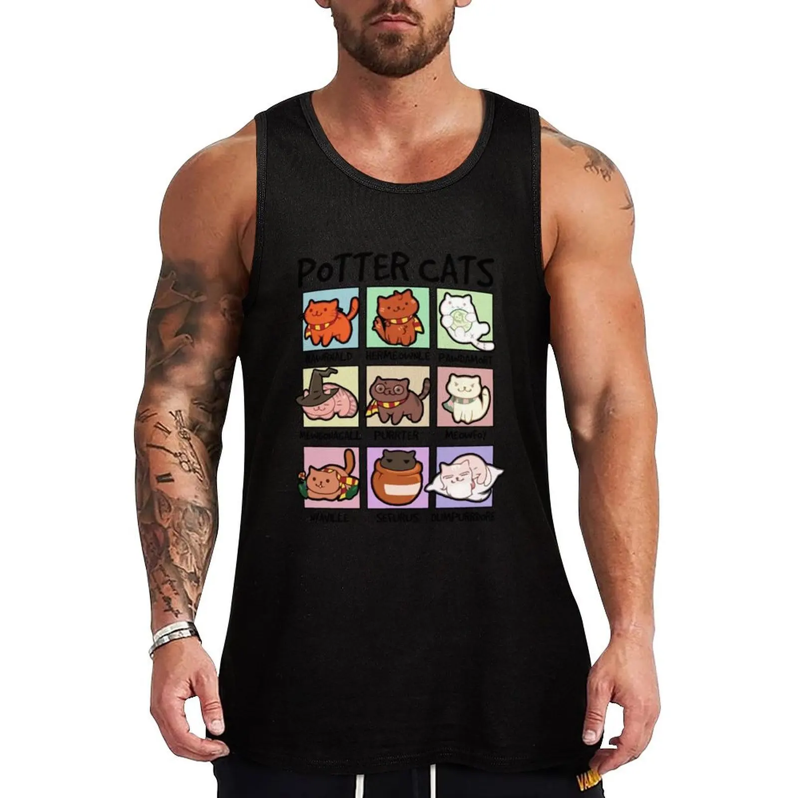 Potter Cats Tank Top Bodybuilding Tank Top Sleeveless Gym Fitness Shirt
