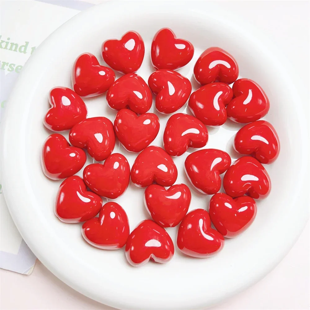 TX12 Painted Heart-shaped Beads DIY Handmade Loose Beads Hand-painted Cute Ins Mobile Phone Chain Pendant Beads Decoration