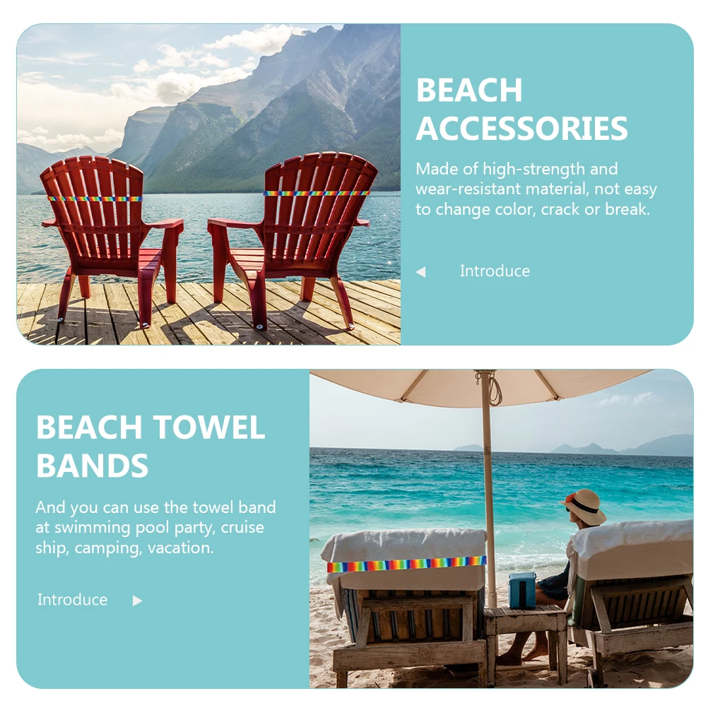 

4 Pcs Beach Chair Straps Towel Bands for Cruise Sun Lounger Chairs Sunbed Elastic Clips