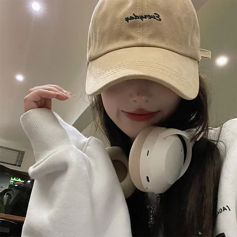 letter everyday Korean version cap for women men small face sun shading and sun protection baseball cap Japanese versatile hat