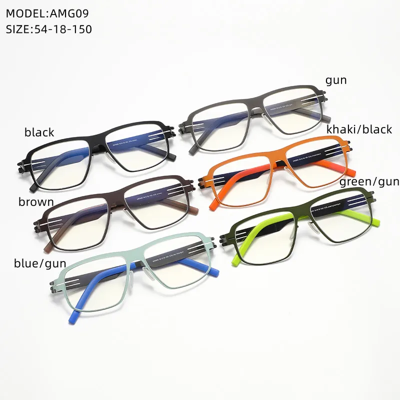 AMG09 Germany Designer Glasses Frames Men Super Thin Medical Aviation Stainless Steel Eyeglasses Women Reading Spectacle Frame