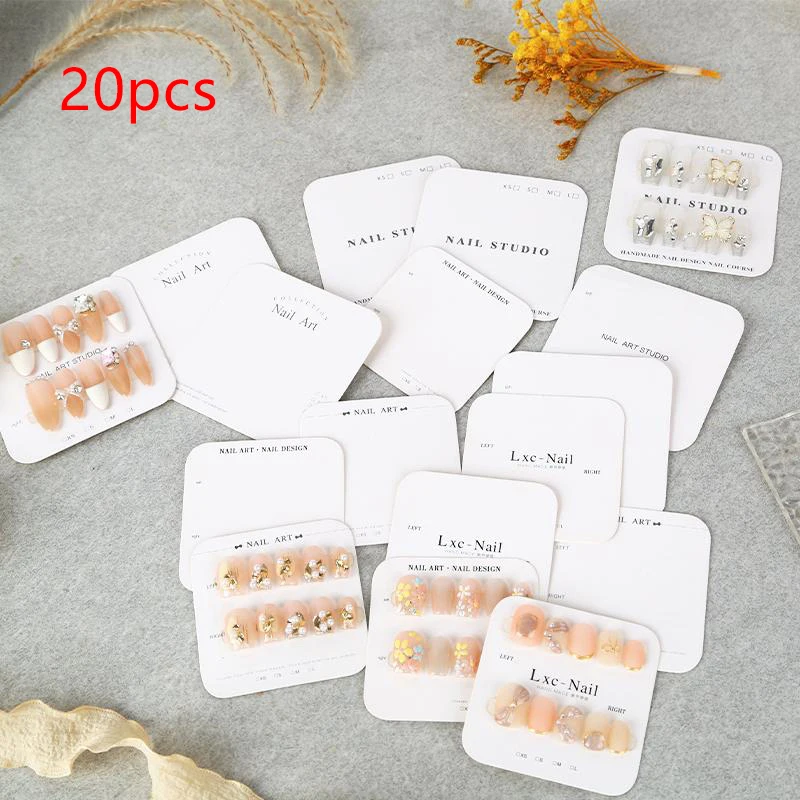 20Sheets Sturdy Paper Double-Sided Press-On Nail Display Cards-Salon/DIY False Nail Swatch/Sample/Design Show Manicure Packaging