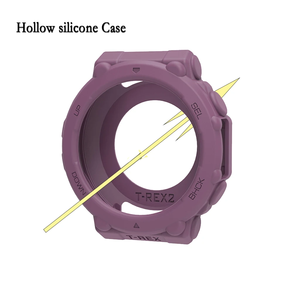 Silicone Cover For Huami Amazfit T-Rex 2 Hollow Protective Shell Super Light Soft Watch Decorative Case Replacement