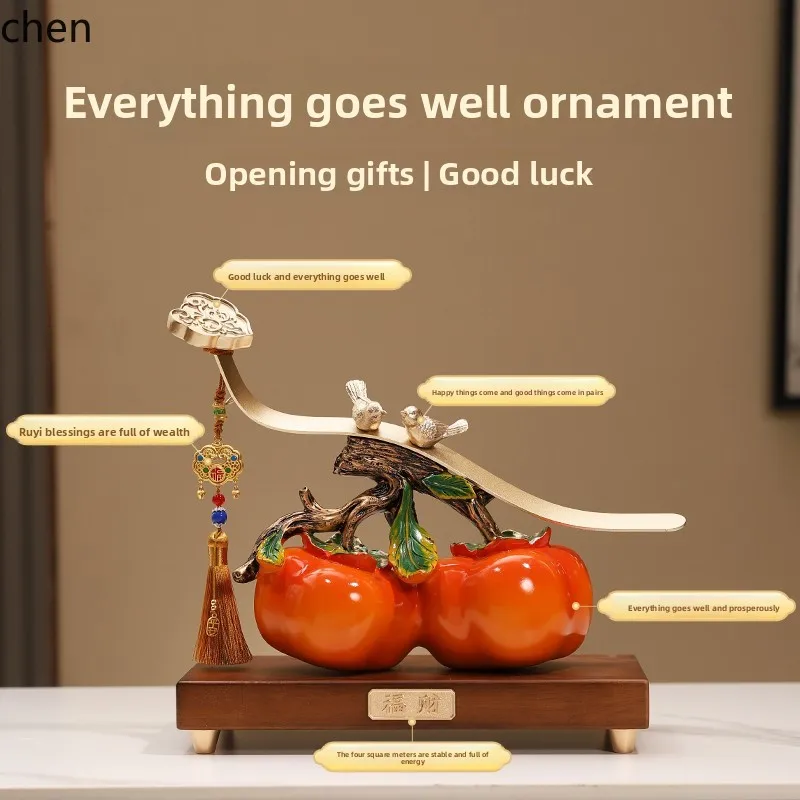 YXY Everything Goes Well Persimmon Ornament Home Decor Living Room Entrance Cabinet Housewarming Gift