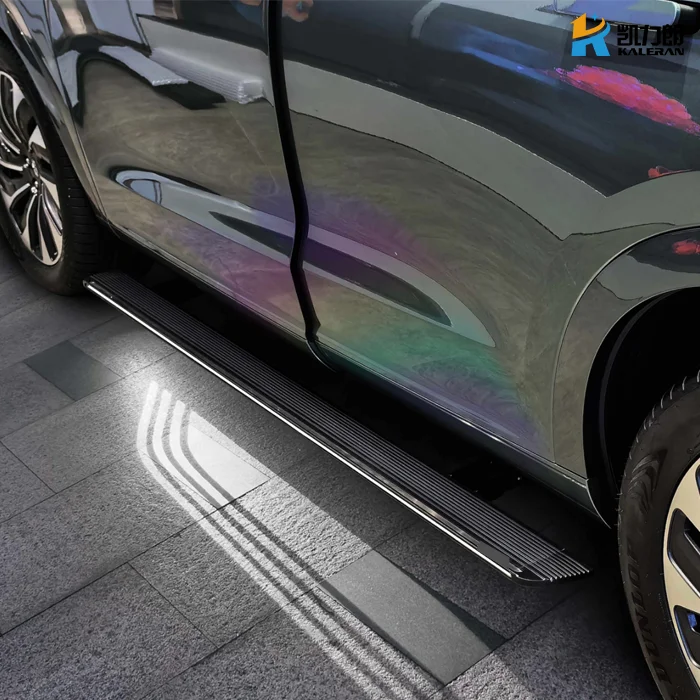 Automatic Power Running Boards, Electric Side Steps with Angel Wing LED Light for Aito M7 EV SUV, Powder Coated Aluminum, Black