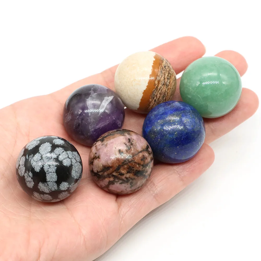 25mm Crystal Ball Natural Stones Healing Gemstone Lapis Amethyst Quartz Sphere Energy Meditation Globe Massage Balls Home Decor