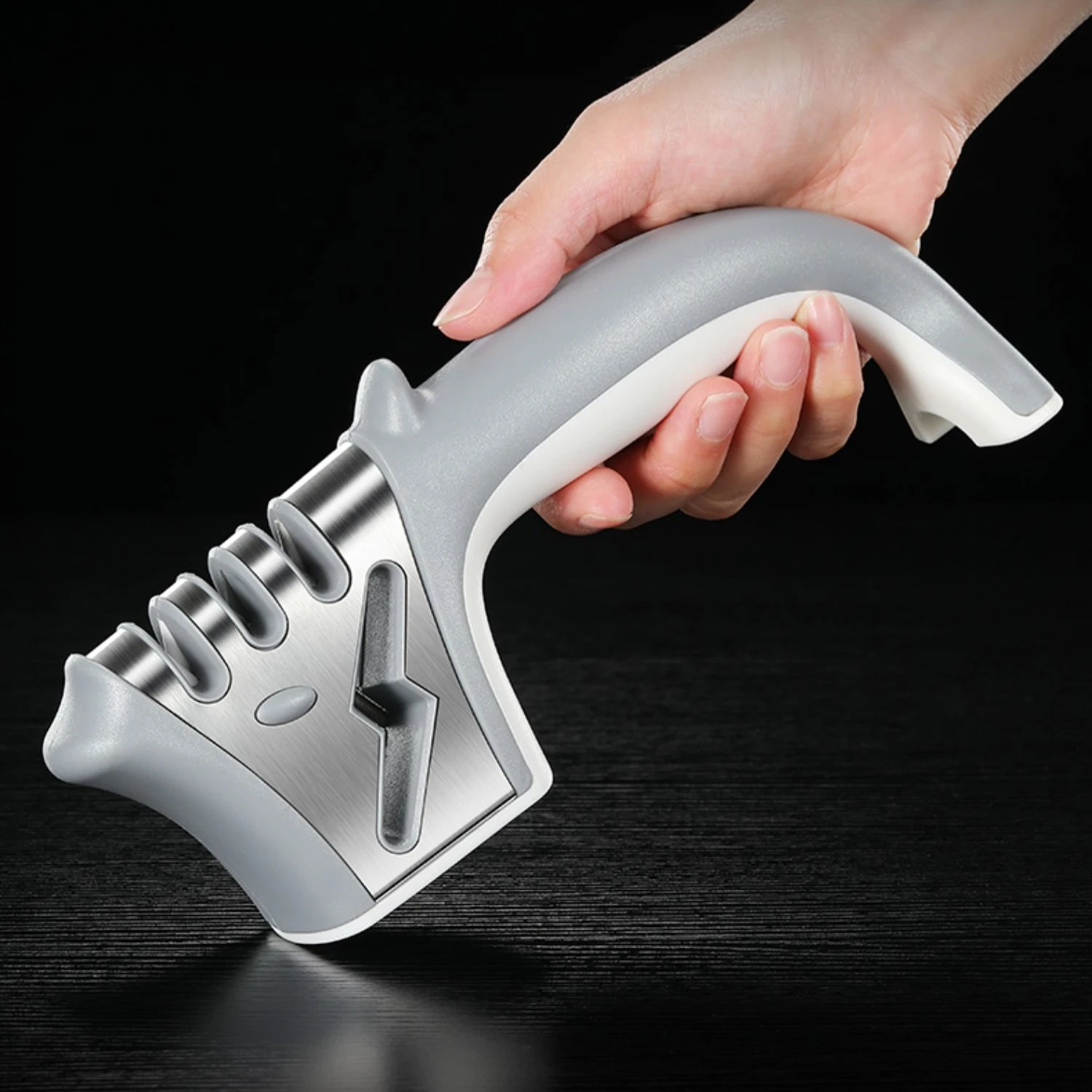 Cute Dolphin Shape Kitchen Scissors Sharpener 4 Position Knife Sharpening Whetstone Non-slip Base Ergonomic Handle Grindstone