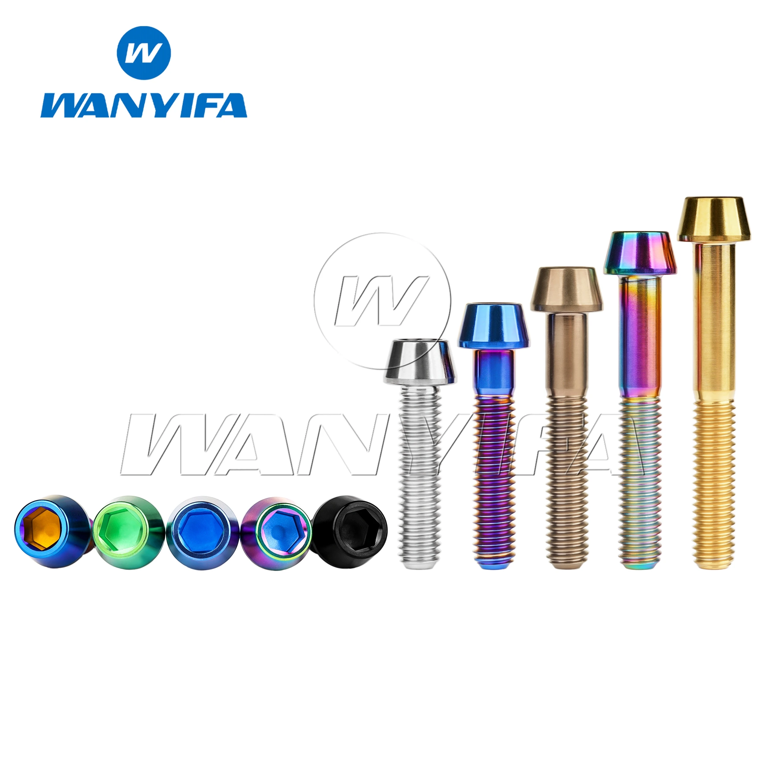 Wanyifa Titanium Bolt M6 x 10 15 16 18 20 25 30 35 40 45 50 55 60 65mm Allen Key Taper Head Bolt Screw for Bicycle Headset Brake