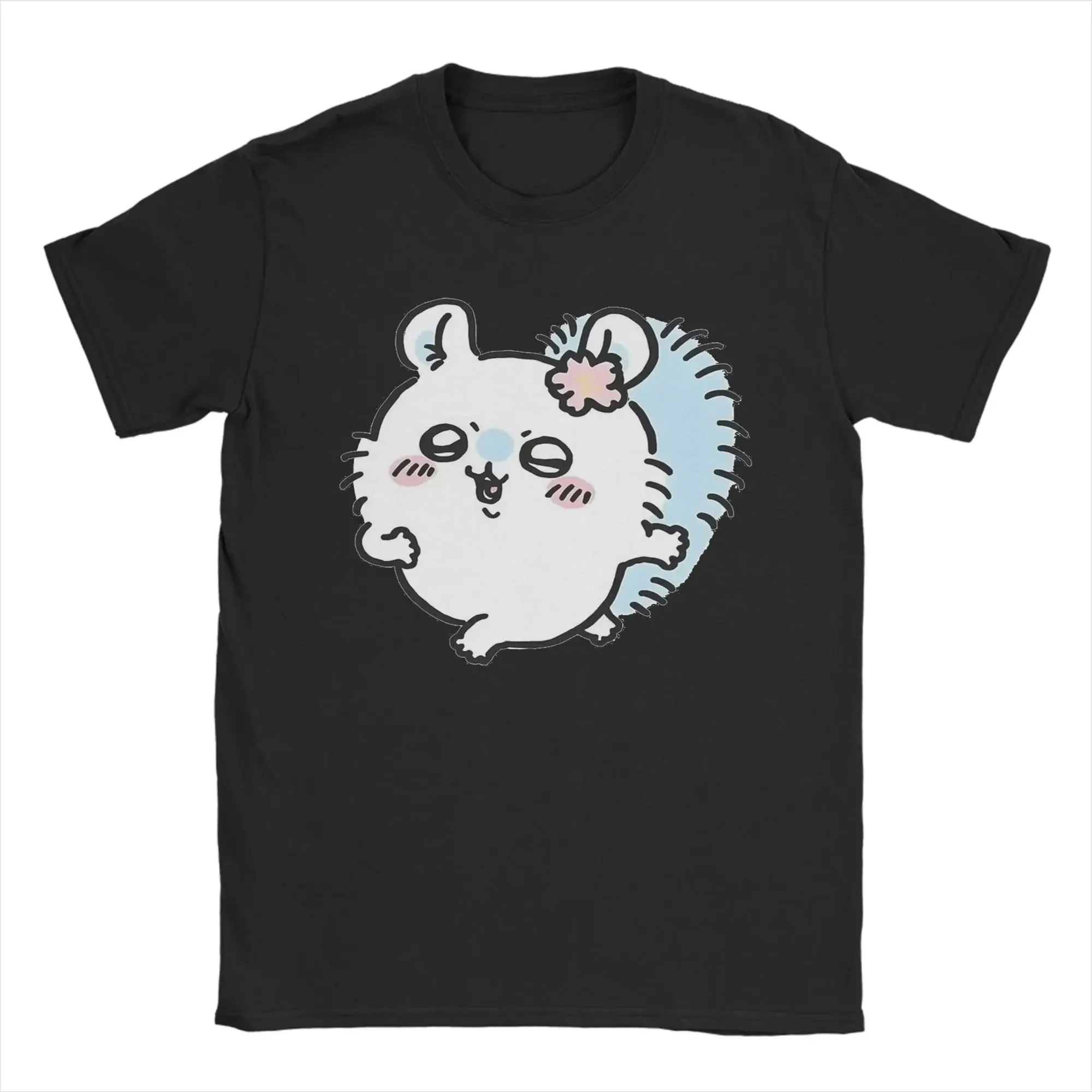 Chiikawa Momonga Flower Cute Bear Graphic Tee Unisex Vintage Round Collar Short Sleeve Kawaii Anime Streetwear Tops