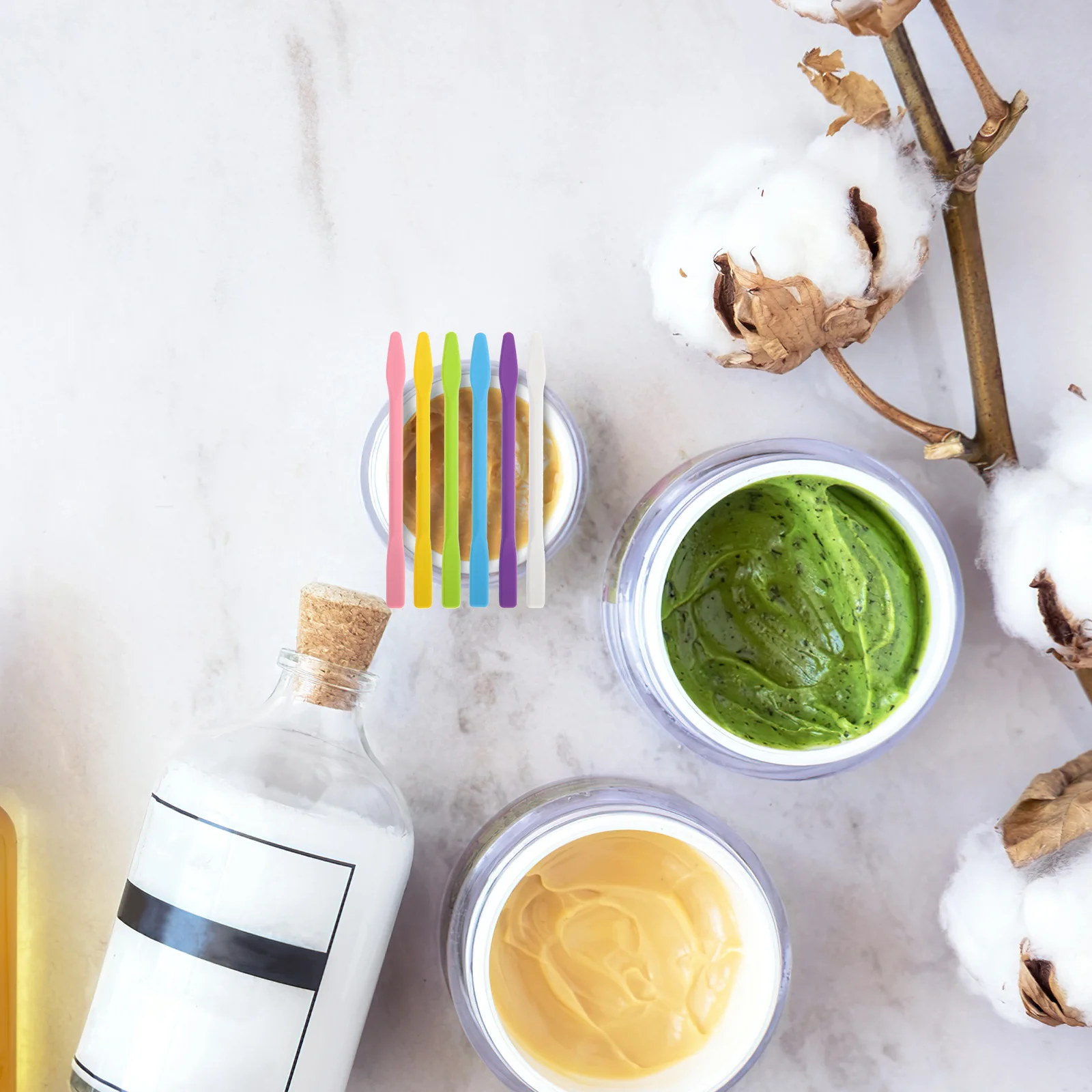 

6Pcs Silicone Stirring Rods Soft Flexible Facial Mask Mixing Sticks Reusable for Skincare Resin Epoxy Paint DIY Crafts Makeup