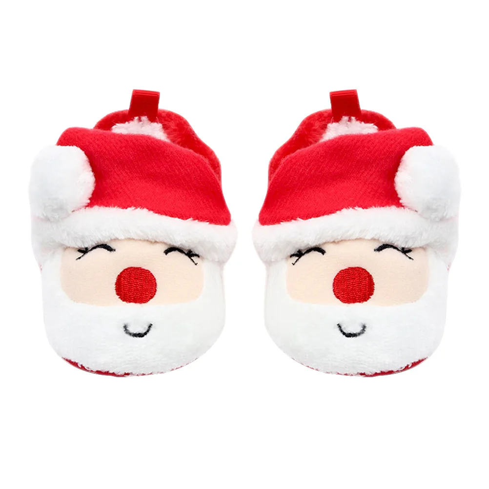 

1 Pair Baby Shoes 11Cm -Lined Warm Non-Slip Soft Sole Prewalker Moccasins For Infants Toddlers Girls Boys Snowman Design