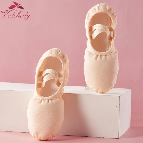 Imagen 2 del producto Zapatillas de Ballet para niñas, zapatos de baile para niños, entrenamiento de gimnasia para adultos, suela de cuero suave de lona sin cordones