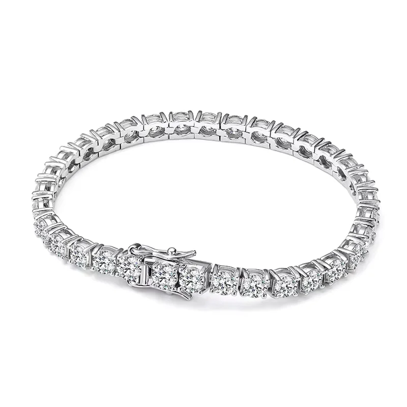 Knobspin 3mm 4mm Moissanite Tennis Armband Vol Diamanten GRA Gecertificeerd s925 Sterling Verzilverd 18k Witgoud Bruiloft Verlovingsfeest Sieraden Armbanden voor Vrouwen Man