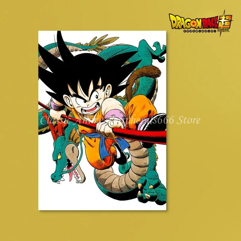 Bandai clásico Anime Vintage Dragon Ball HD cartel Goku Begita flauta corta flecos pintura al óleo impresión arte de la pared regalo para niños