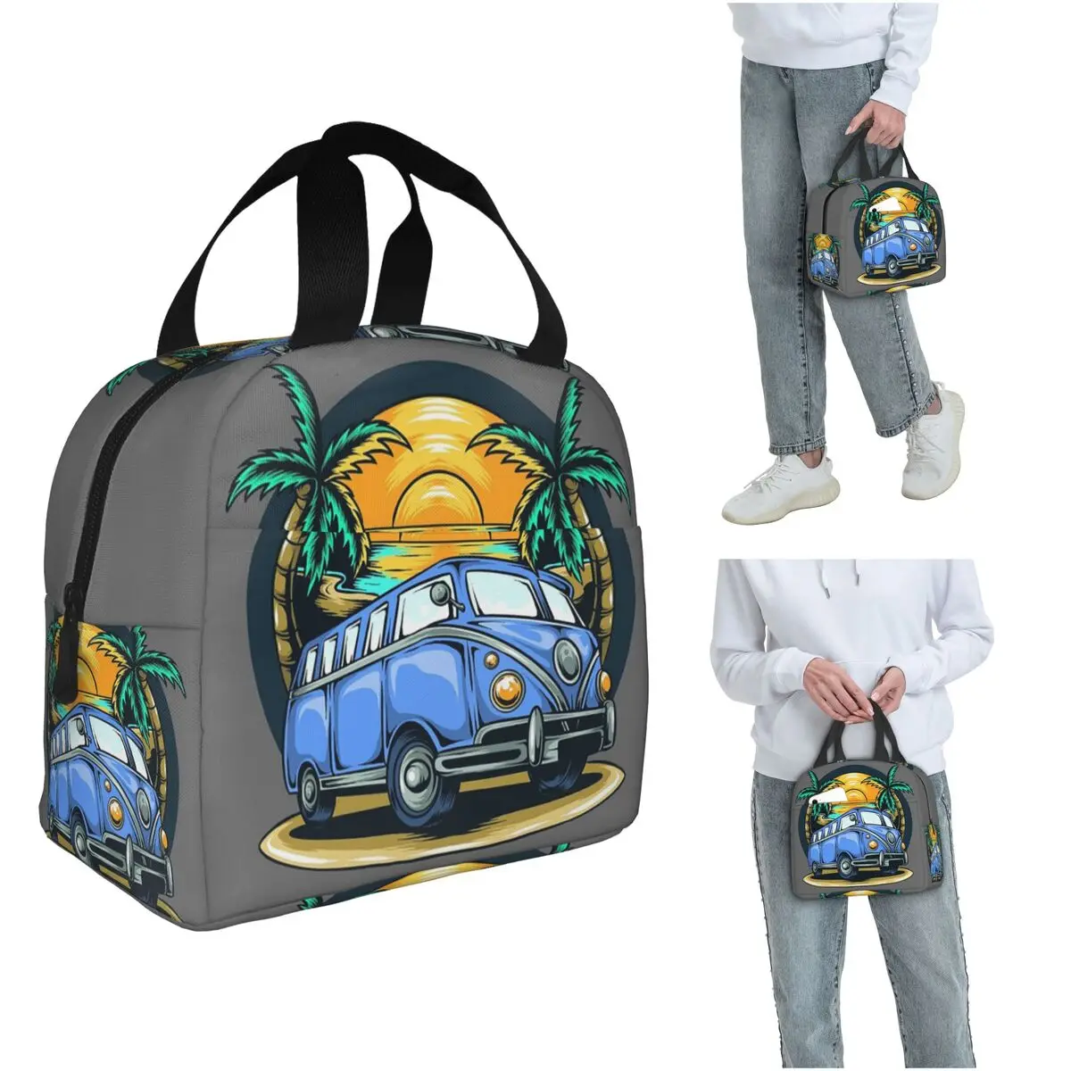 

Beach Cartoon Camping Vehicle Insulated Lunch Bag for Women Kids Portable Food Boxes Thermal Lunch Box Tote