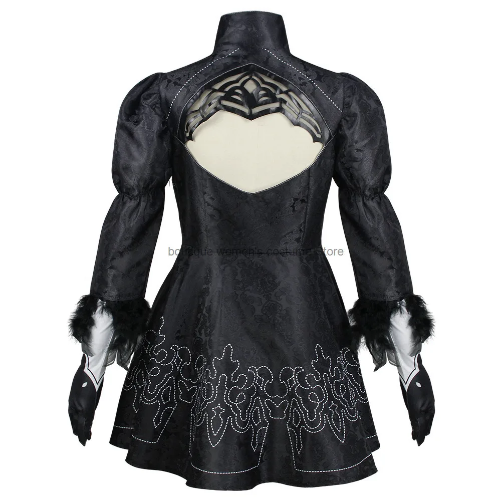 Spel 9S أزياء تنكرية YoRHa Nr. 9 نوع S موحد Jas Broek Oogmasker Handschoenen Pruik Voor Halloween Comic Con