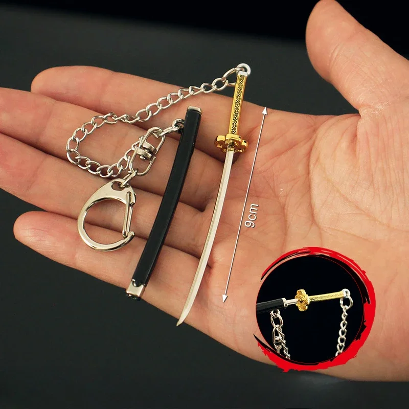 9cm Anime Weapon Slayer Merchandise Wind Pillar Tanjiro's Nichirin Blade Metal Keychain Samurai Prop Ornament Birthday Gift Toys