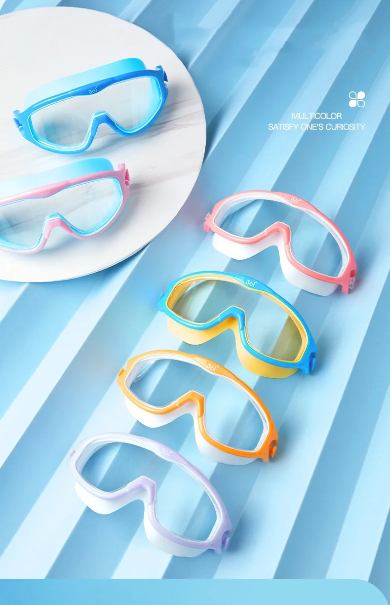 

Детские профессиональные уличные водонепроницаемые очки для плавания, широкое поле зрения, маска для дайвинга, детские регулируемые силиконовые пляжные очки для плавания