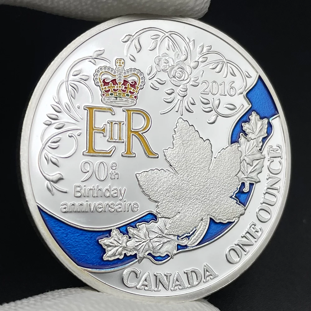 

Queen Elizabeth II 90th Birthday Anniversary Silver Coin 2016 Queen's Memorial Medal Great Person Challenge Coin Souvenir