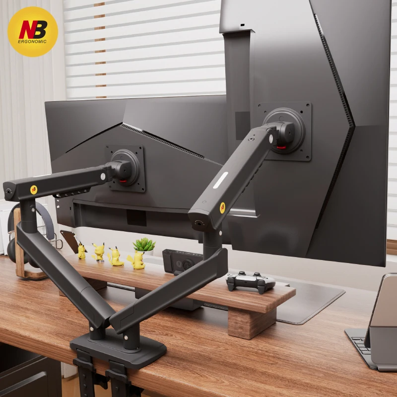 

Ergonomic Mechanical Spring Dual Monitor Arm 17-32 Inch Desktop Monitor Holder 2-9kgs Monitor Mount NB A5C