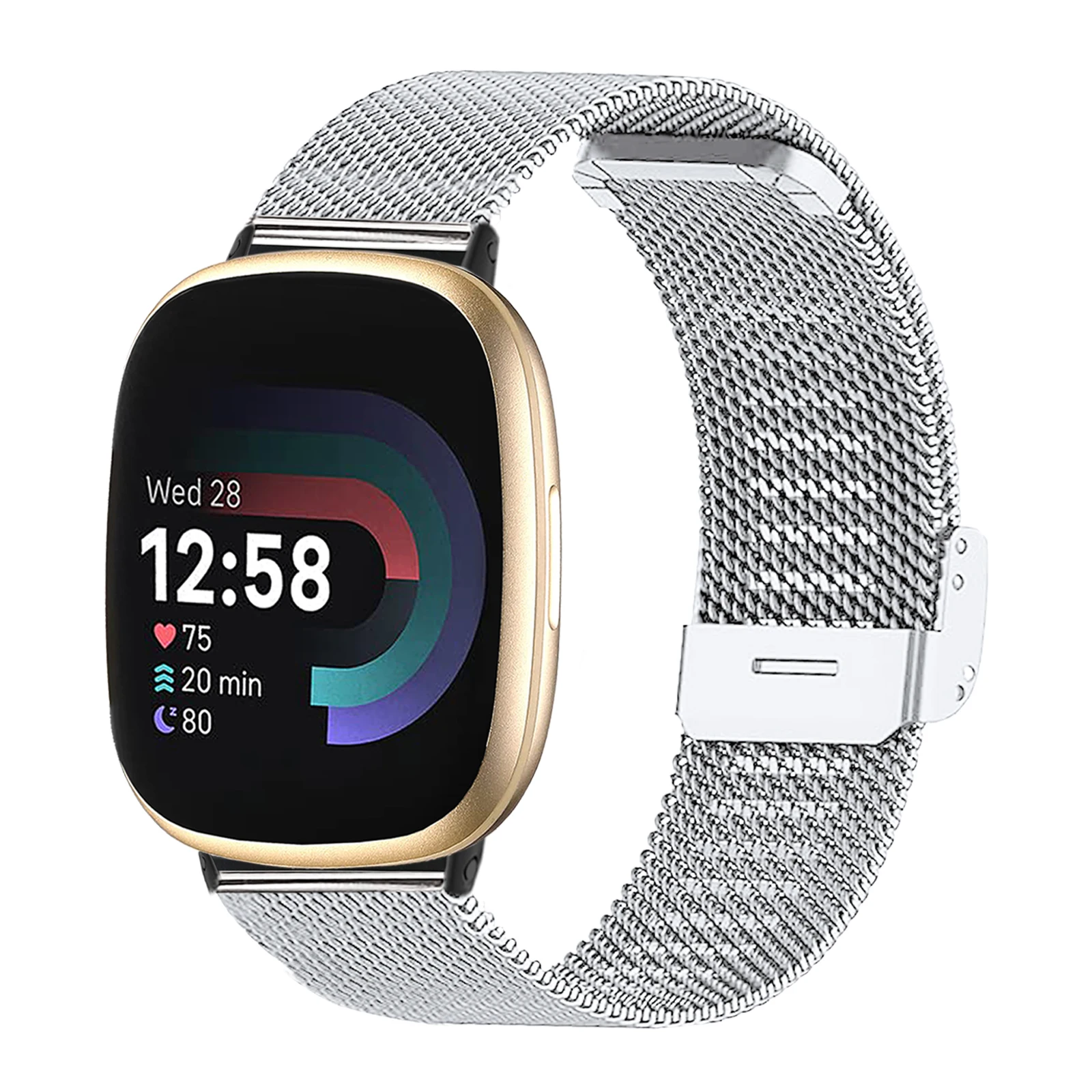 Milanese Mesh Strap for Fitbit Versa 3/Versa 4 Stainless Steel Smart Watch Wristband Loop for Fitbit Sense/Sense 2 Bracelet