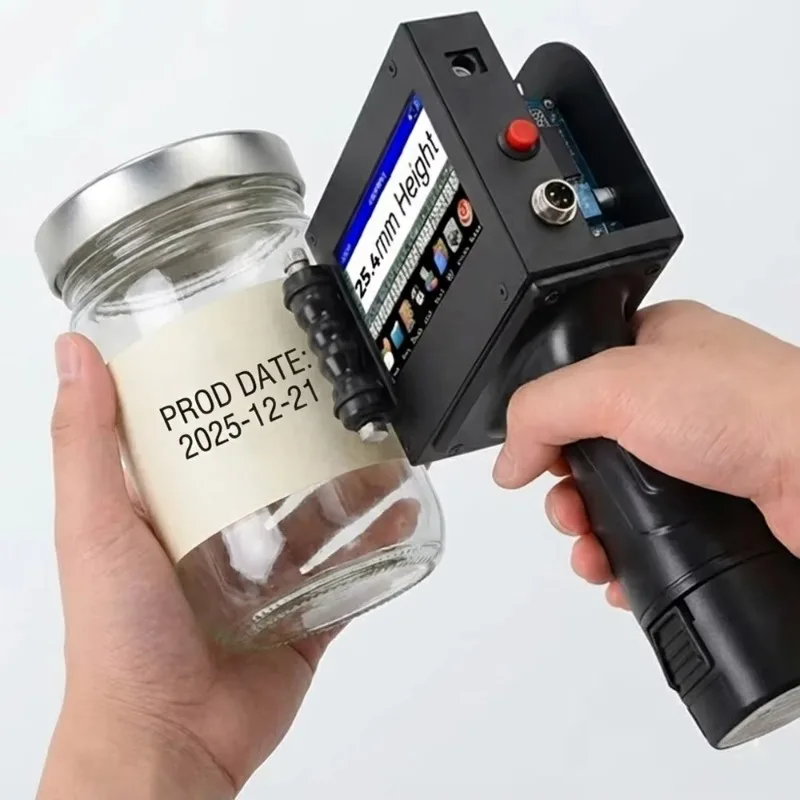 Custom Logo Handheld Inkjet Coder 25.4mm USB Portable Printer for Logo Barcode Expiry Date QR Code Printing on Plastic Metal