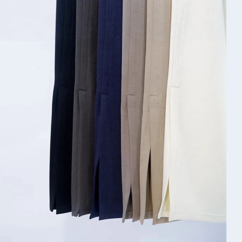 تنورة نسائية صيفية جديدة من القماش الهوائي لعام 2025 - طراز هونج كونج عالي الخصر مع فتحة جانبية | ثنى السوائل يناسب الاغراء #4