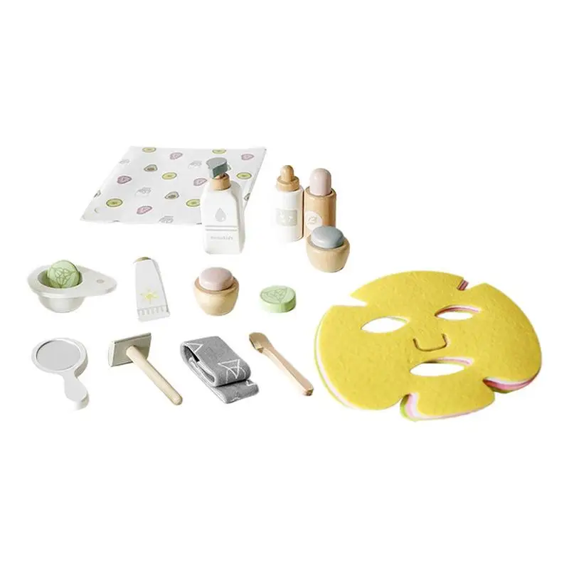 Trucco finta Set da gioco Set da salone di bellezza per bambini in legno Set di bellezza per trucco lucido e liscio giocattolo per bambini di età superiore a 3 anni