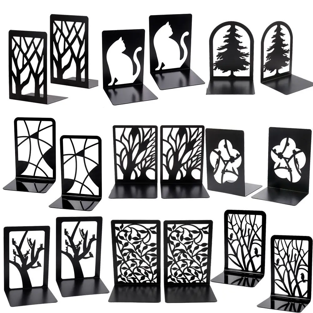 

Fashion School Supplies Hollow Out Non-Skid Storage Bookrack Book Support Book Ends Desk Organizer Holder Book Stand