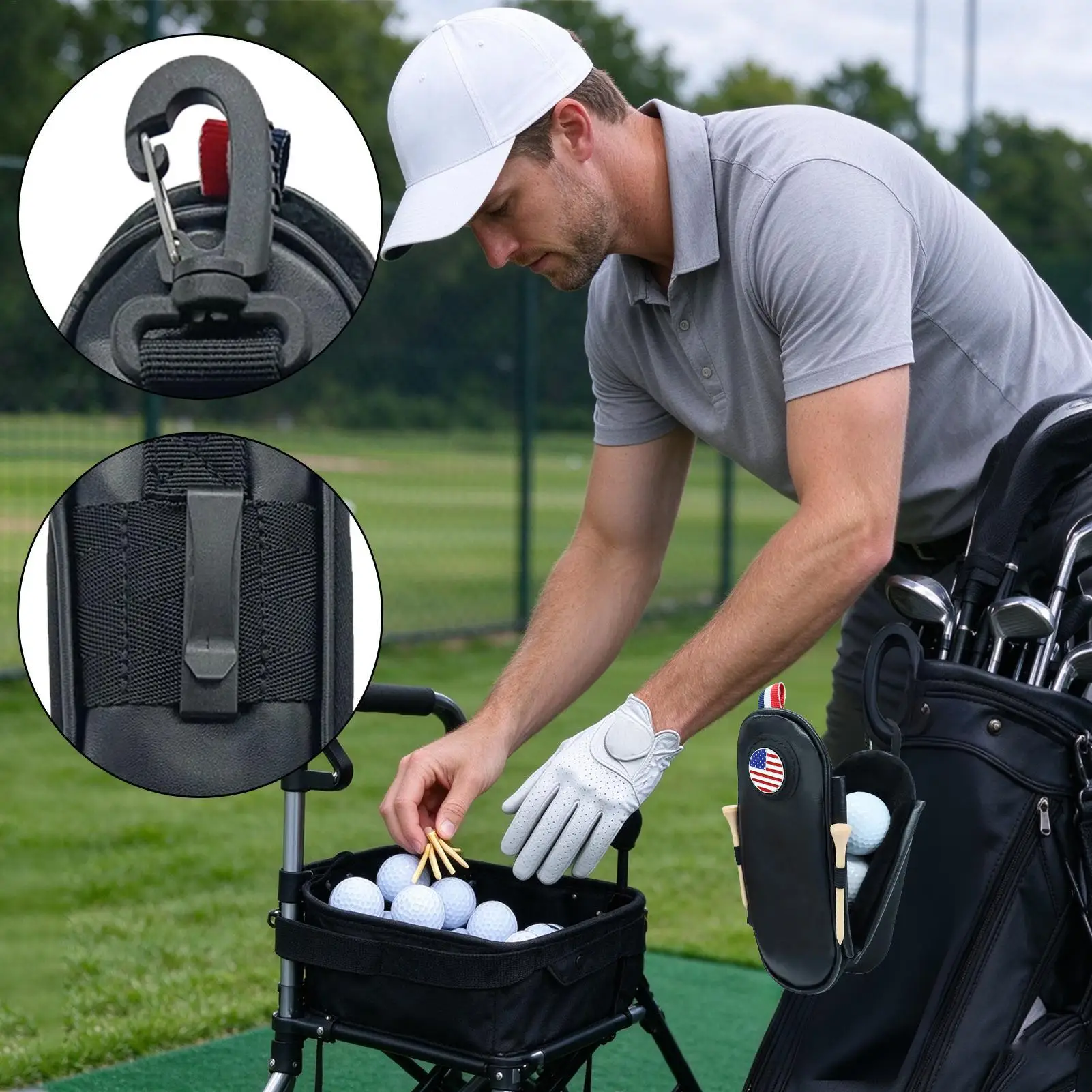 Golf Pouch Bag Portable Tee Storage Case Accessory Organizer Golf Ball Storage Bag For Men Women Beginner Golfers Outdoor