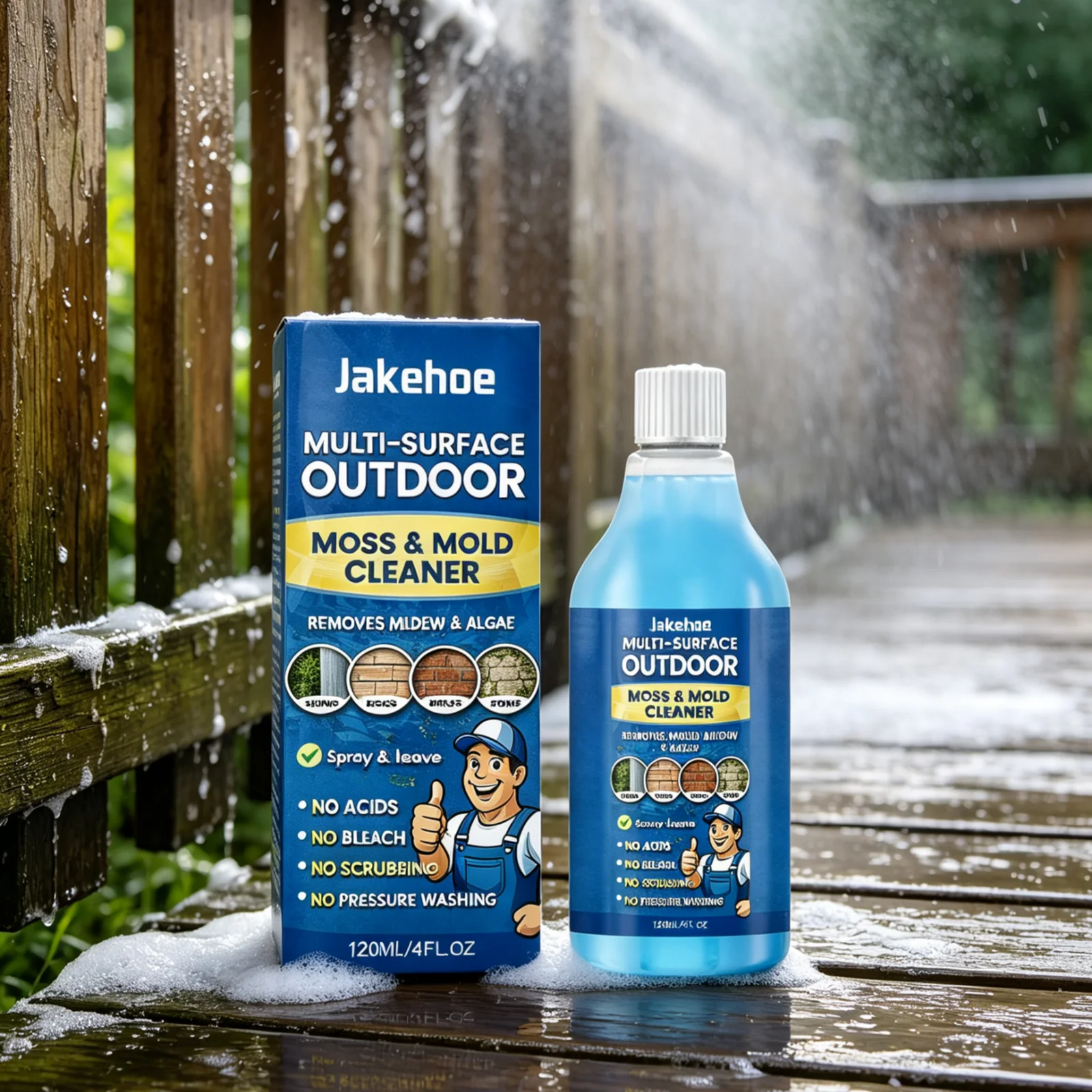Jakehoe Multi Surface Outdoor Cleaner Mold Remover Effective Cleaning Powerful Decontamination Concentrated Mold Cleaner 120ml